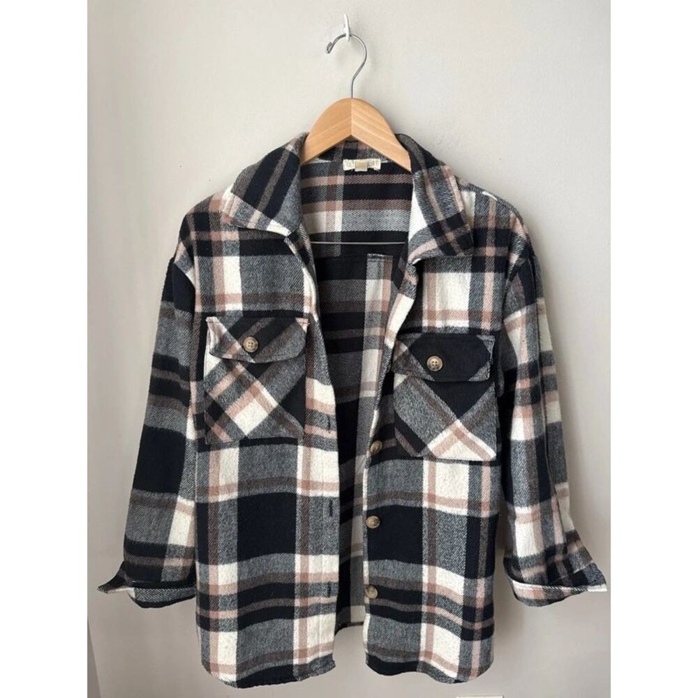 Ultra Flirt Plaid Button Front Shacket Jacket Small